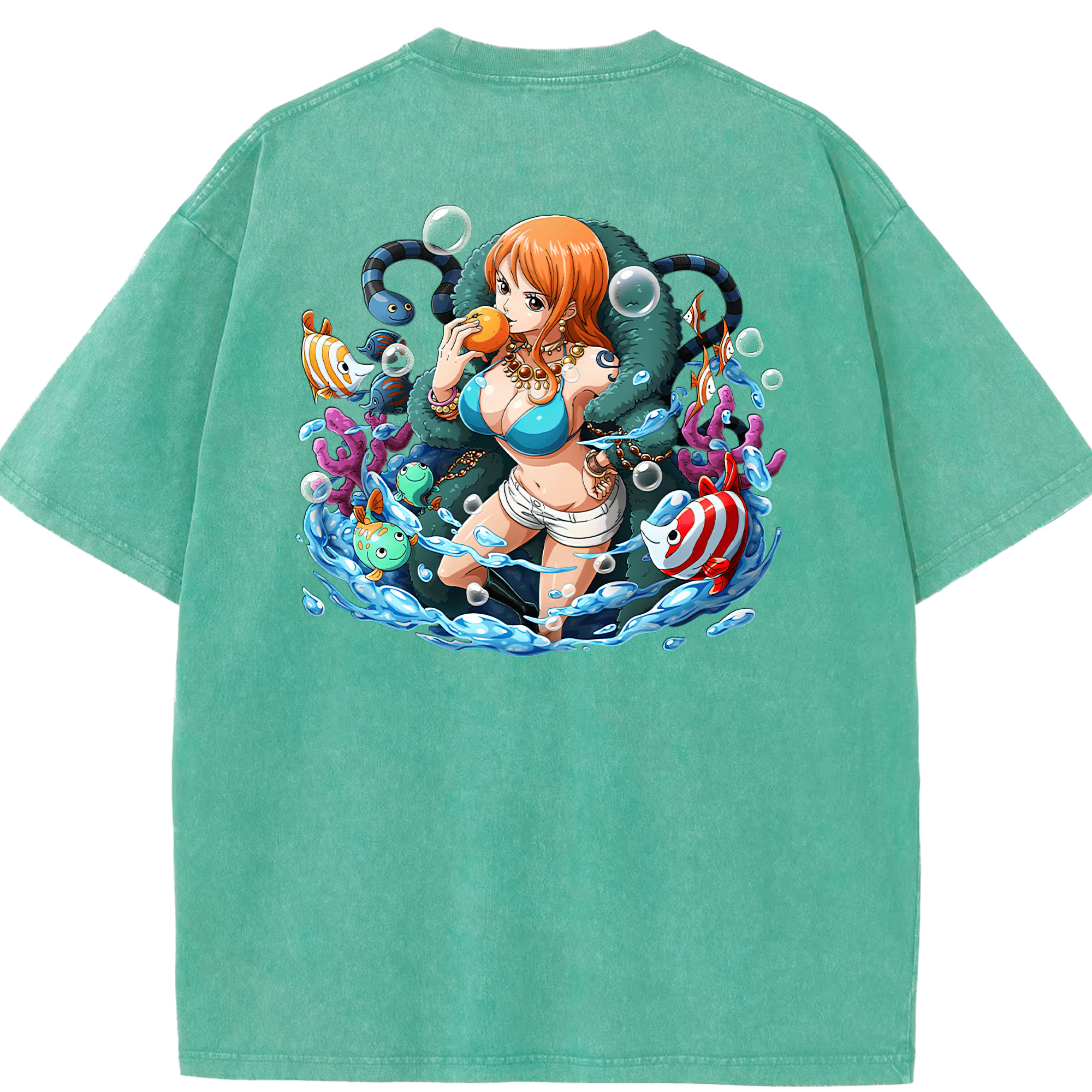 ワンピース ナミ ONE PIECE Nami 綿100% ヴィンテージ風 半袖Tシャツ（背面プリント）